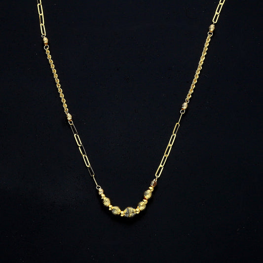 Gold Link Bead Necklace 21KT - FKJNKL21KM11408