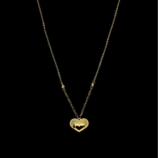 Gold Winged Heart Necklace 21KT - FKJNKL21KM11411