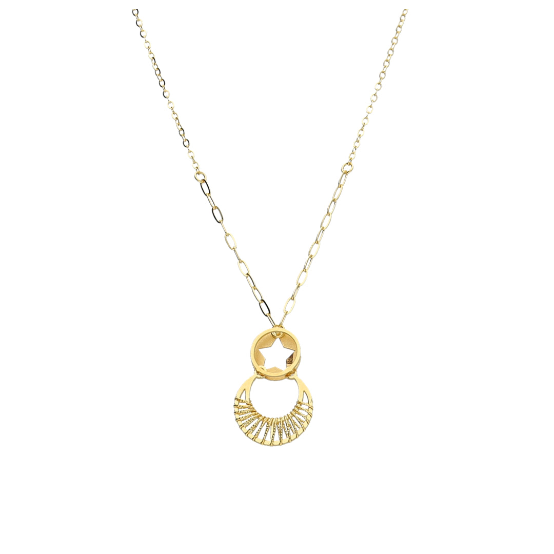 Gold Star Circle Necklace 21KT - FKJNKL21KM11412