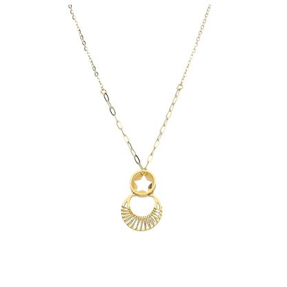 Gold Star Circle Necklace 21KT - FKJNKL21KM11412