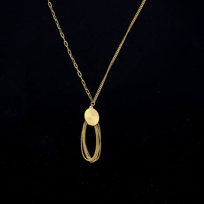 Gold Oval Loop Necklace 21KT - FKJNKL21KM11413
