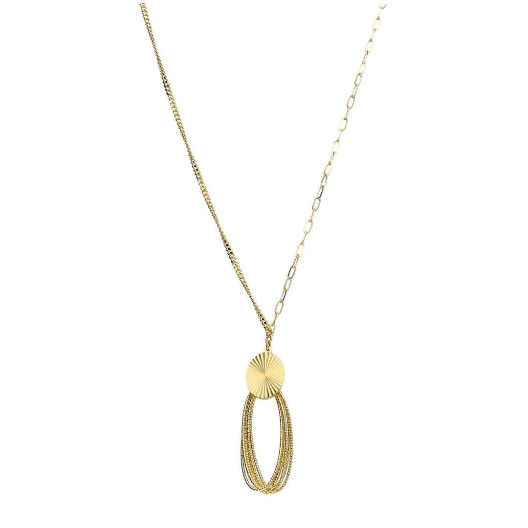 Gold Oval Loop Necklace 21KT - FKJNKL21KM11413
