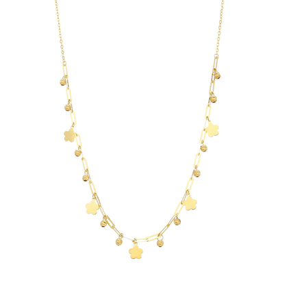 Gold Clover Drop Necklace 21KT - FKJNKL21KM11415