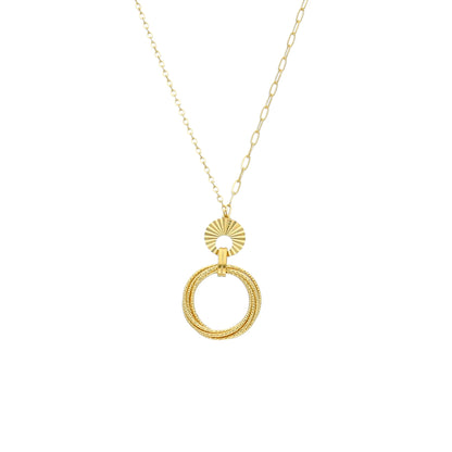 Gold Ring Drop Necklace 21KT - FKJNKL21KM11418