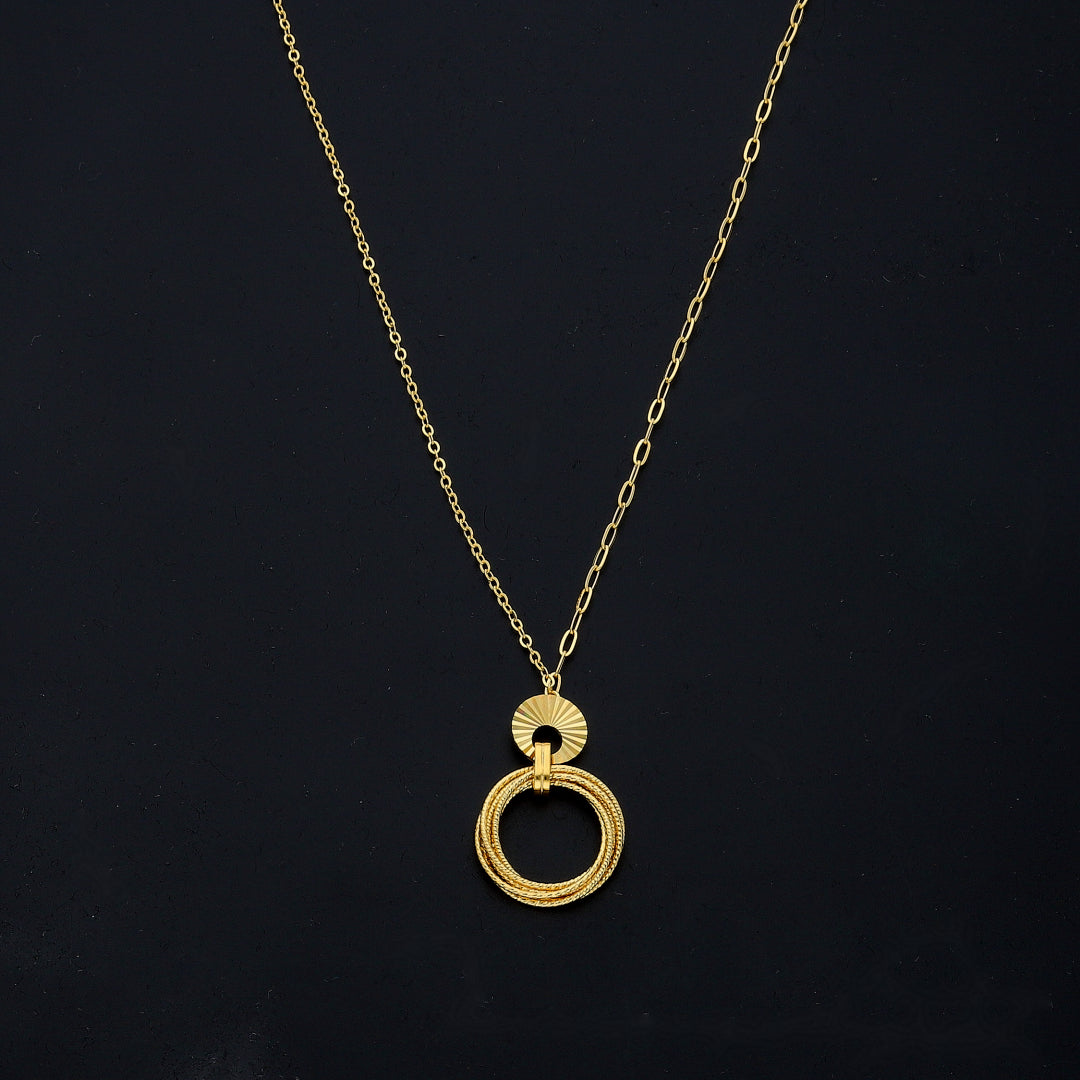 Gold Ring Drop Necklace 21KT - FKJNKL21KM11418