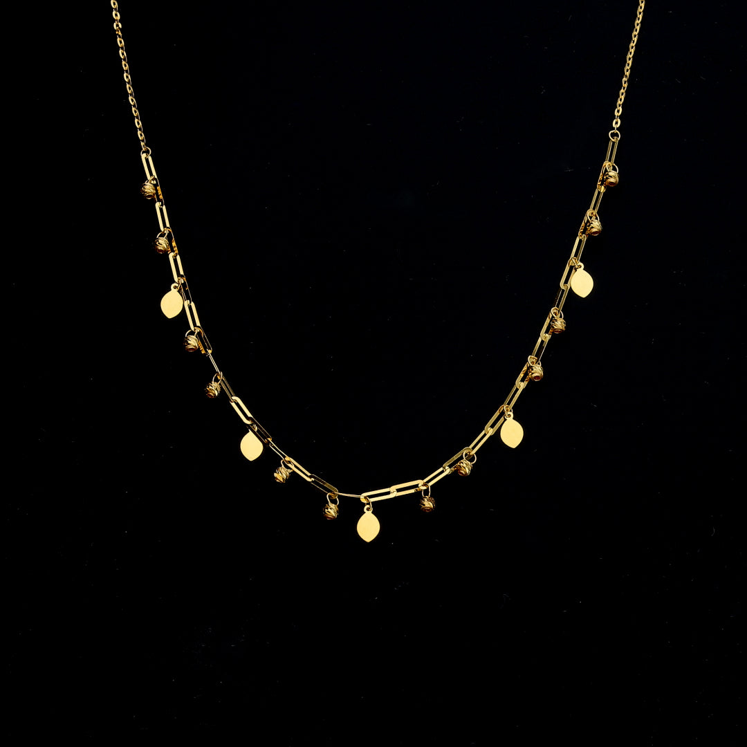 Gold Drop Charm Necklace 21KT - FKJNKL21KM11419