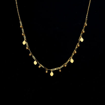 Gold Drop Charm Necklace 21KT - FKJNKL21KM11419