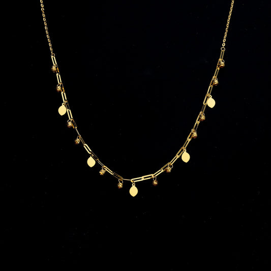 Gold Drop Charm Necklace 21KT - FKJNKL21KM11419
