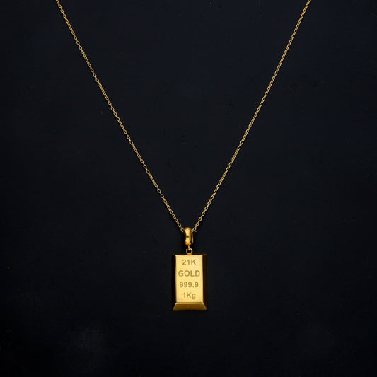 Gold Bar Charm Necklace 21KT - FKJNKL21KM11436