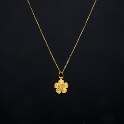 Gold Flower Pendant Necklace 21KT - FKJNKL21KM11440