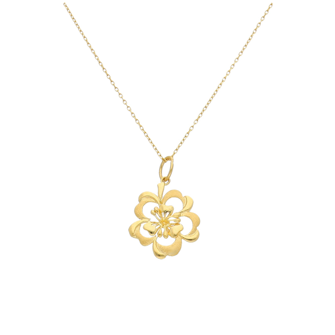 Gold Intricate Bloom Necklace 21KT - FKJNKL21KM11443