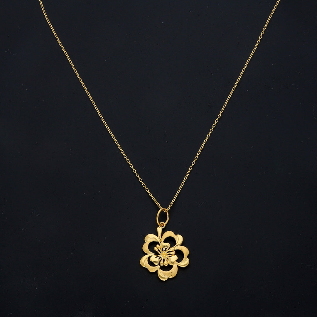 Gold Intricate Bloom Necklace 21KT - FKJNKL21KM11443