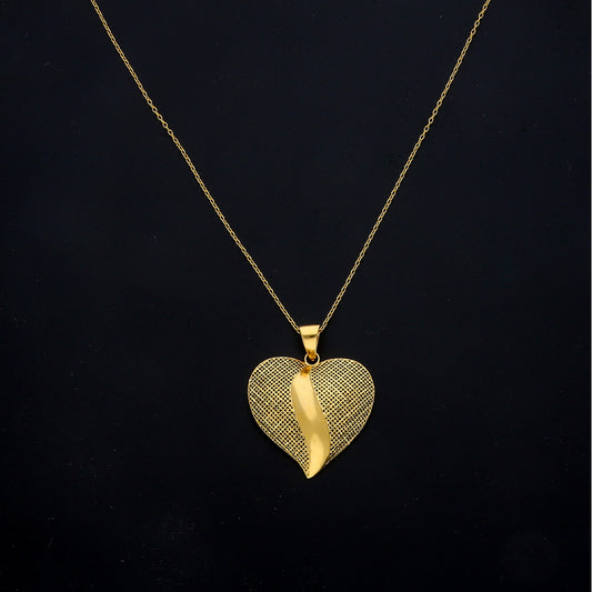 Gold Statement Heart Necklace 21KT - FKJNKL21KM11445