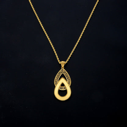 Gold Layered Teardrop Necklace 21KT - FKJNKL21KM11446