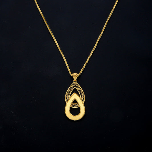 Gold Layered Teardrop Necklace 21KT - FKJNKL21KM11446