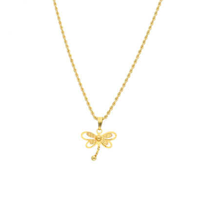 Gold Butterfly Motif Necklace 21KT - FKJNKL21KM11447