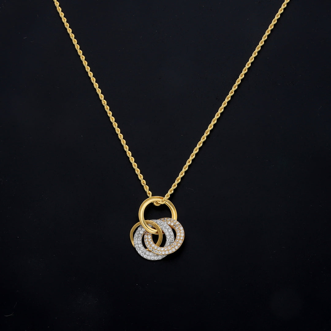Gold Linked Rings Necklace 21KT - FKJNKL21KM11451