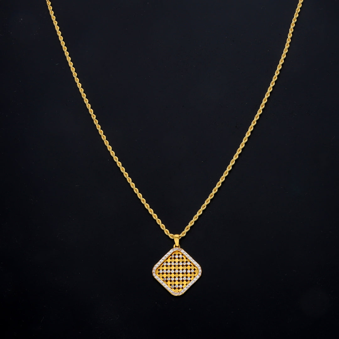 Gold Luxe Grid Necklace 21KT - FKJNKL21KM11453