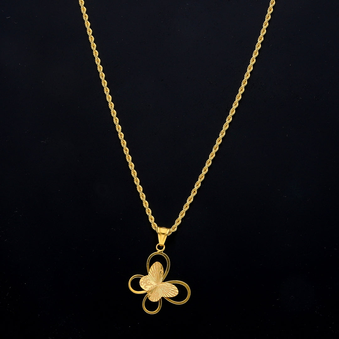Gold Sleek Butterfly Necklace 21KT - FKJNKL21KM11458