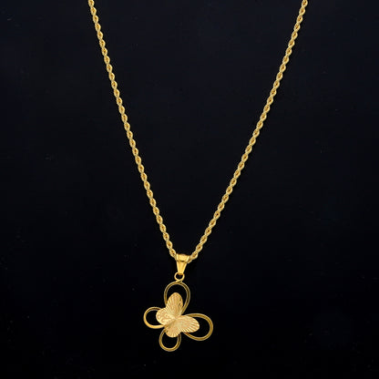 Gold Sleek Butterfly Necklace 21KT - FKJNKL21KM11458