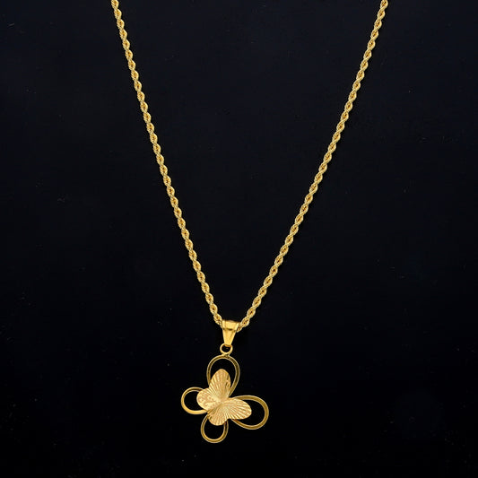 Gold Sleek Butterfly Necklace 21KT - FKJNKL21KM11458