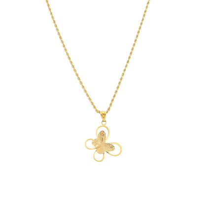 Gold Sleek Butterfly Necklace 21KT - FKJNKL21KM11458