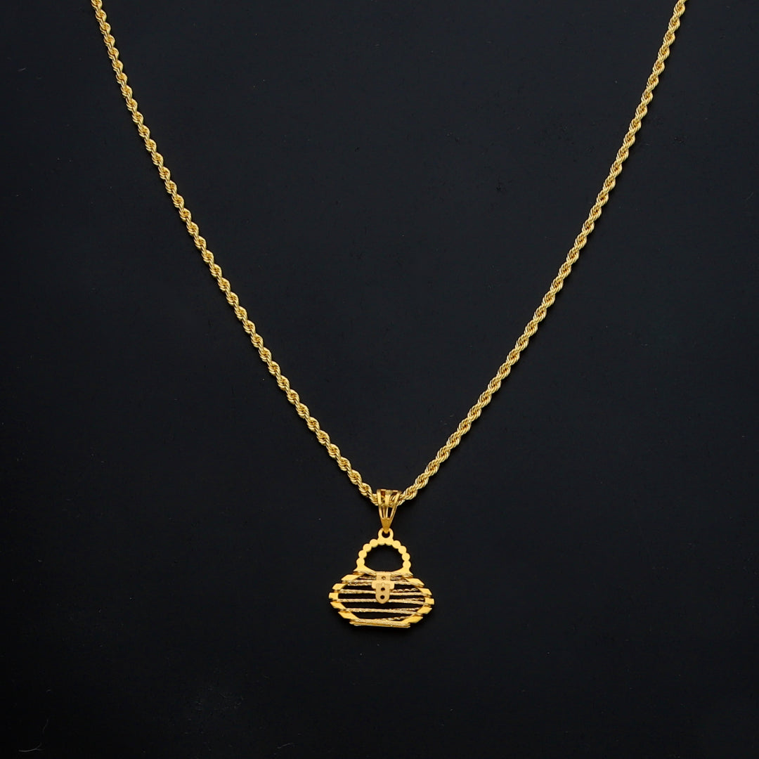 Gold Chic Purse Charm Necklace 21KT - FKJNKL21KM11459