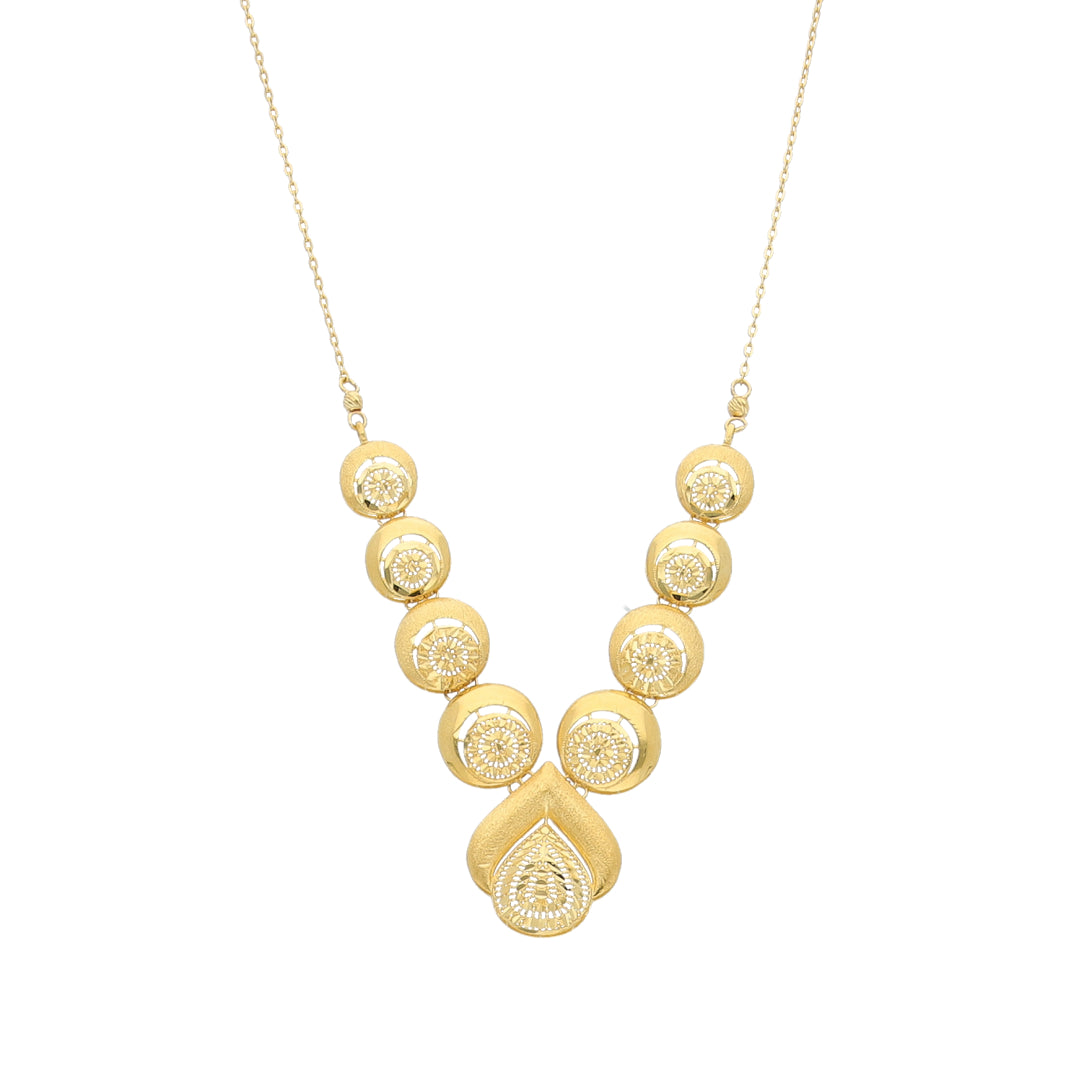 Gold Ornamental Drop Necklace 21KT - FKJNKL21KM11596