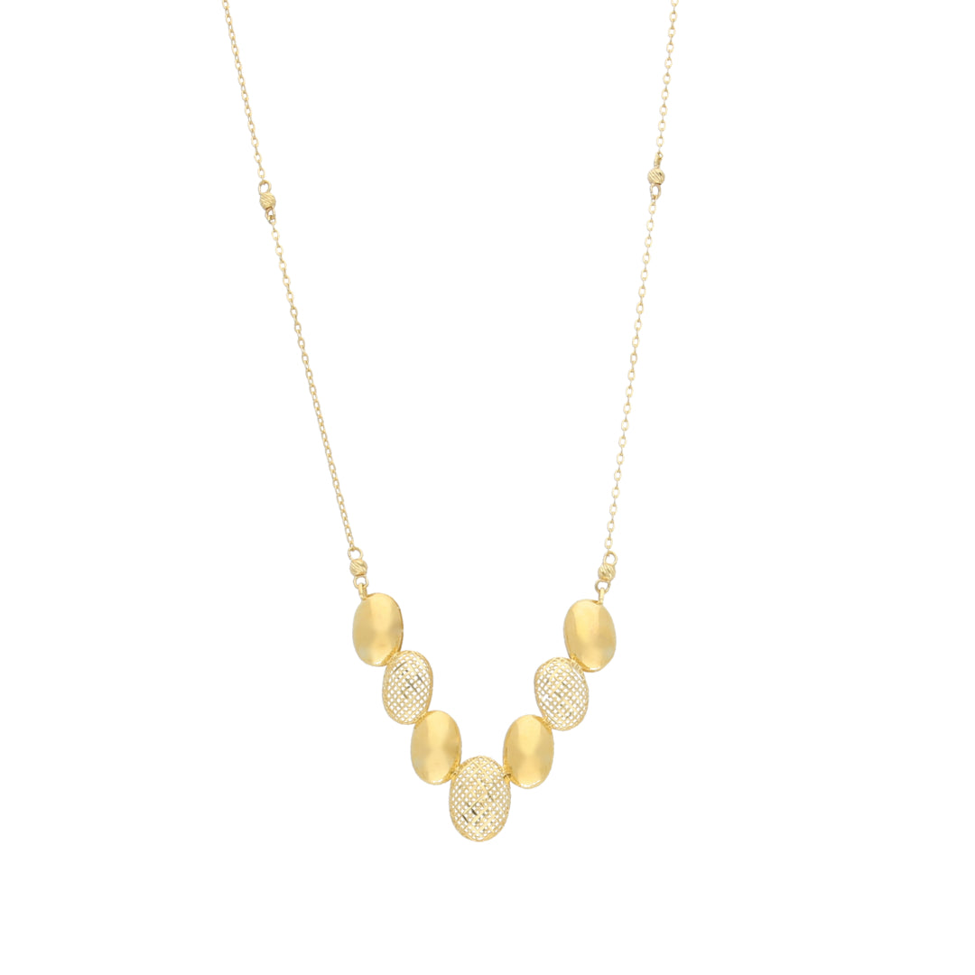 Gold Multi-Oval Drop Necklace 21KT - FKJNKL21KM11597