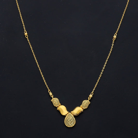 Gold Lattice Teardrop Necklace 21KT - FKJNKL21KM11601