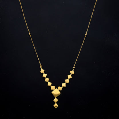 Gold Cube Link Statement Necklace 21KT - FKJNKL21KM11603