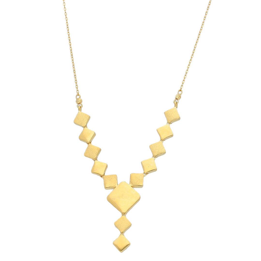 Gold Cube Link Statement Necklace 21KT - FKJNKL21KM11603