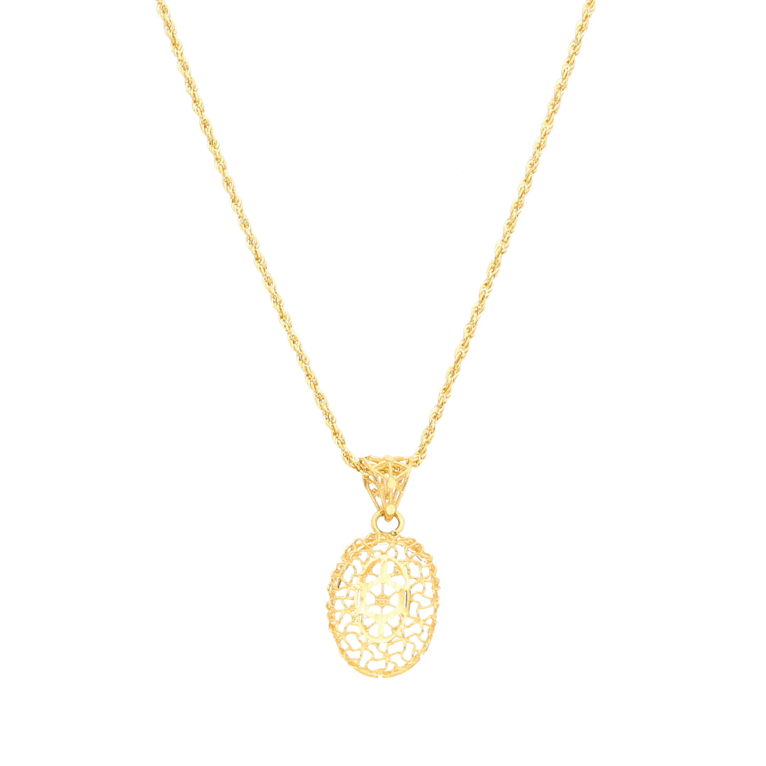 Gold Turkish Design Necklace (Chain With Pendant) 21KT - FKJNKL21KM11728