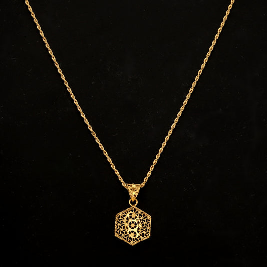 Gold Turkish Design Necklace (Chain With Pendant) 21KT - FKJNKL21KM11729