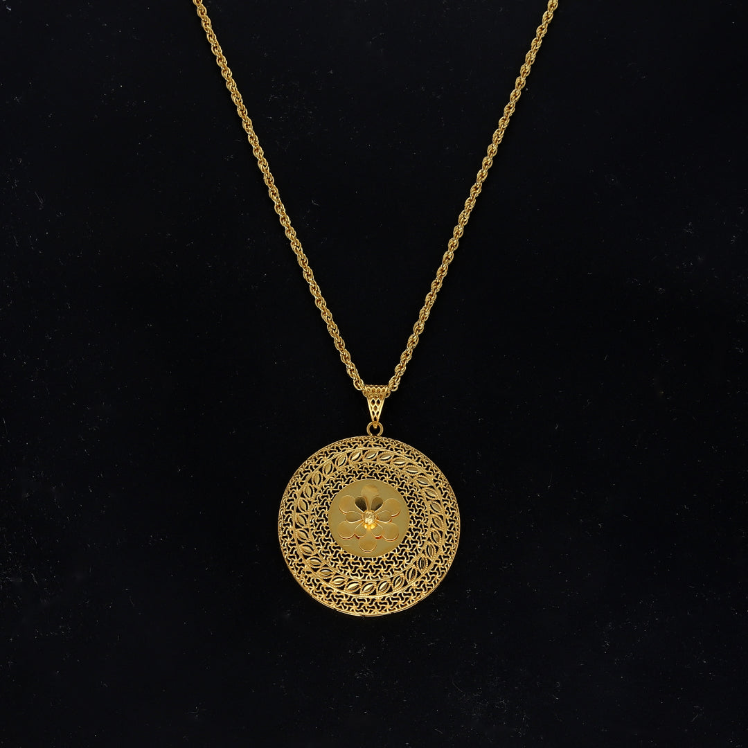 Gold Turkish Design Necklace (Chain With Pendant) 21KT - FKJNKL21KM11771