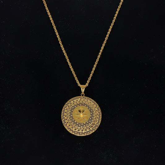 Gold Turkish Design Necklace (Chain With Pendant) 21KT - FKJNKL21KM11771