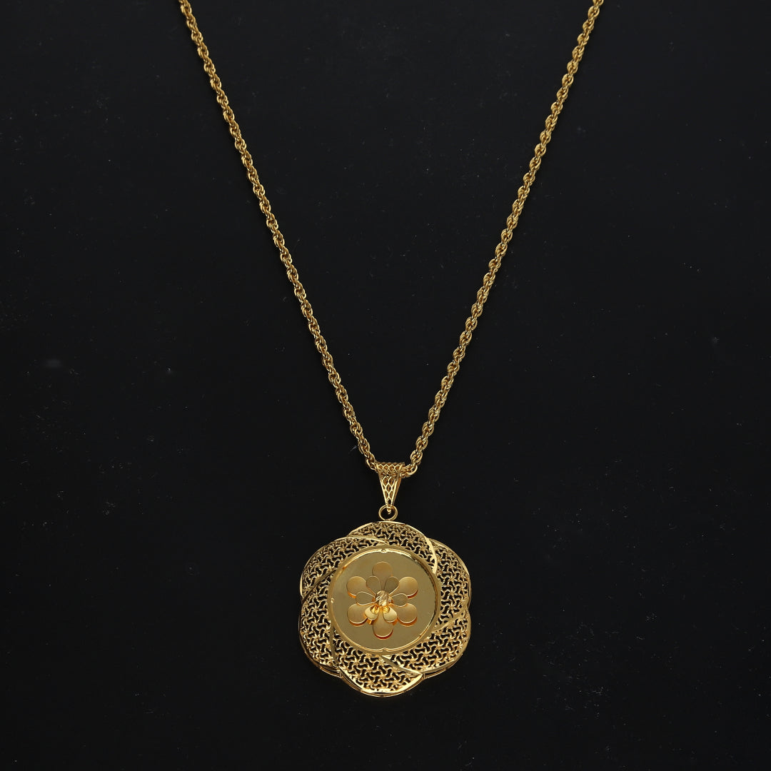 Gold Turkish Design Necklace (Chain With Pendant) 21KT - FKJNKL21KM11773