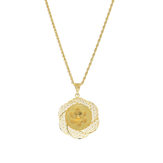 Gold Turkish Design Necklace (Chain With Pendant) 21KT - FKJNKL21KM11773