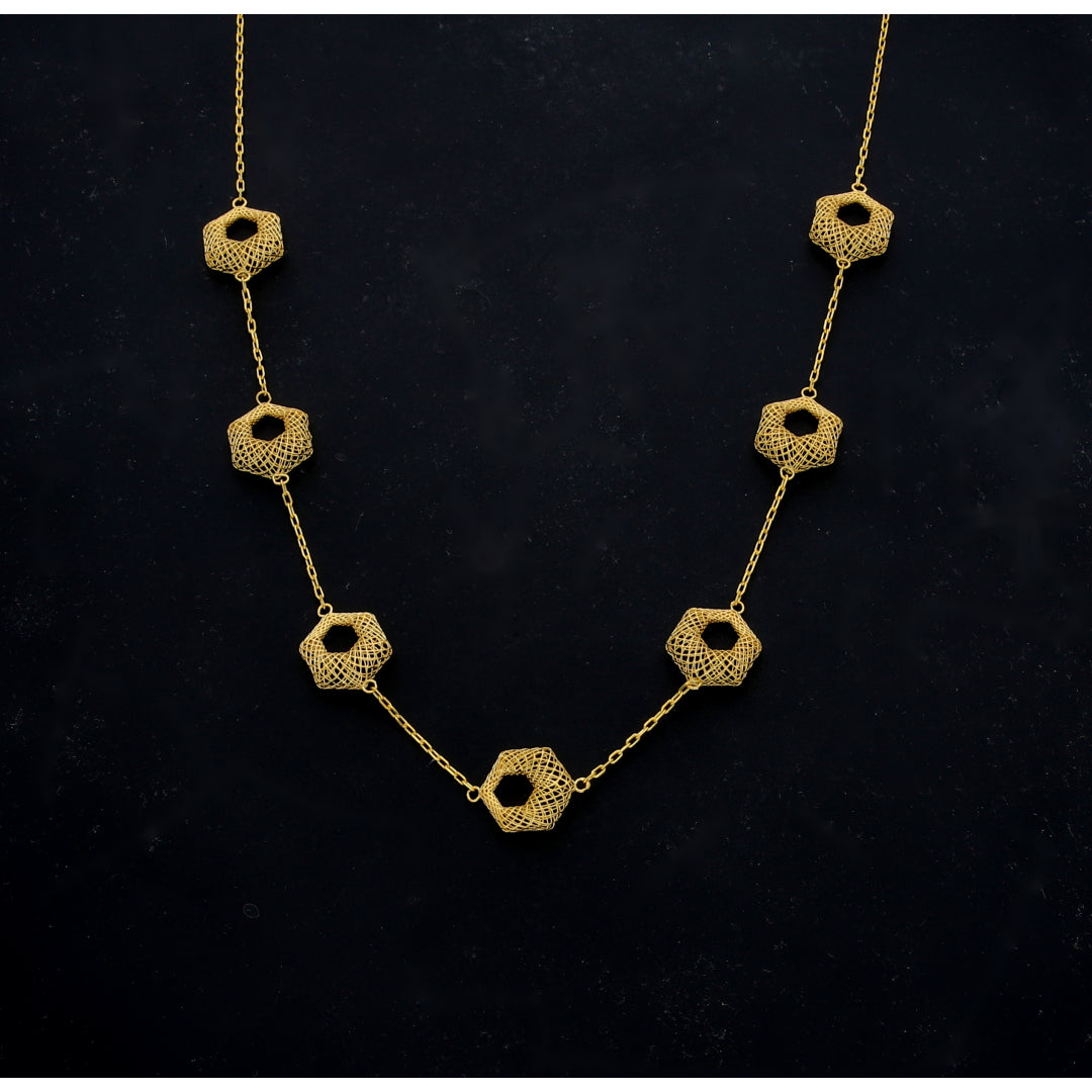 Gold Classic Turkish Necklace 21KT - FKJNKL21KM11802