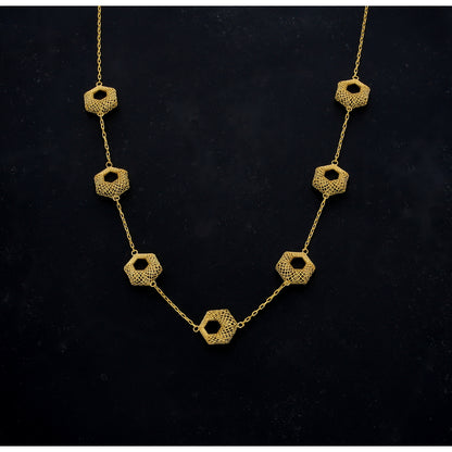 Gold Classic Turkish Necklace 21KT - FKJNKL21KM11802