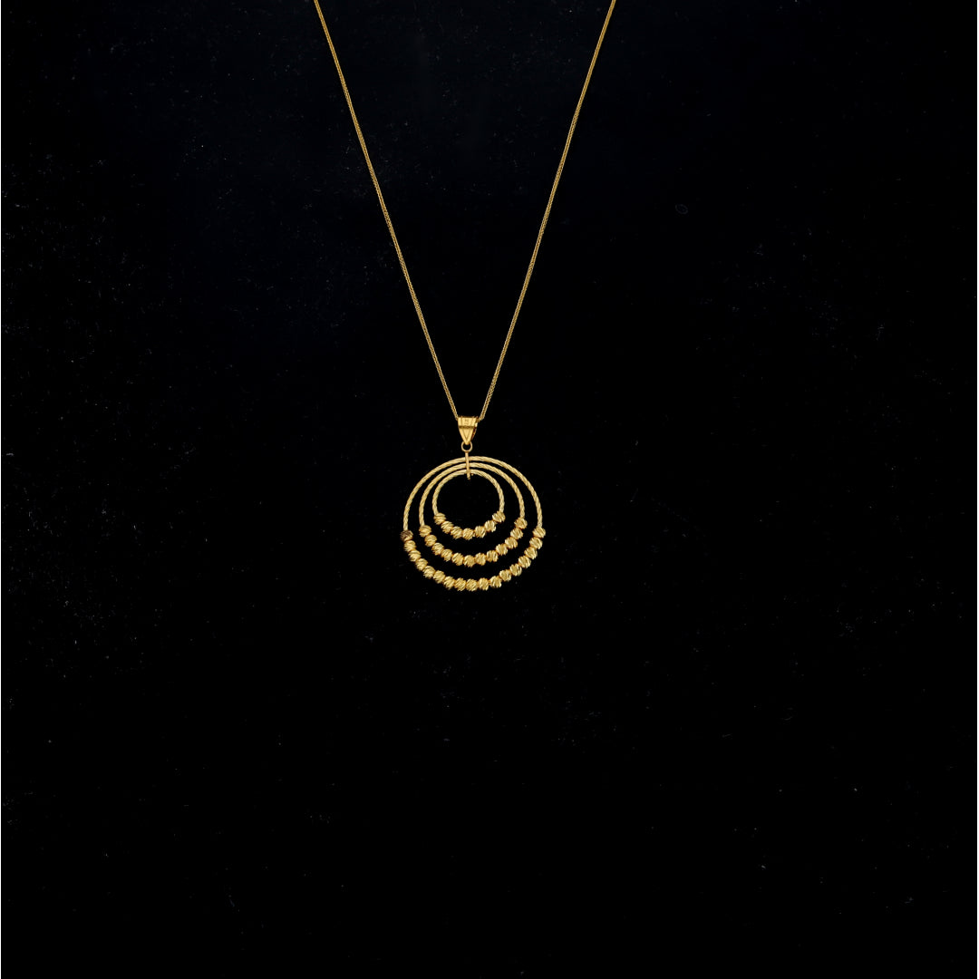 Gold Multiple Ring Necklace (Chain With Pendant) 21KT - FKJNKL21KM11806