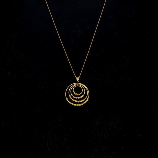 Gold Multiple Ring Necklace (Chain With Pendant) 21KT - FKJNKL21KM11807