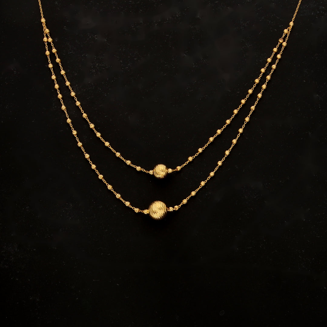 Gold Dual Bead Necklace 21KT - FKJNKL21KM11828