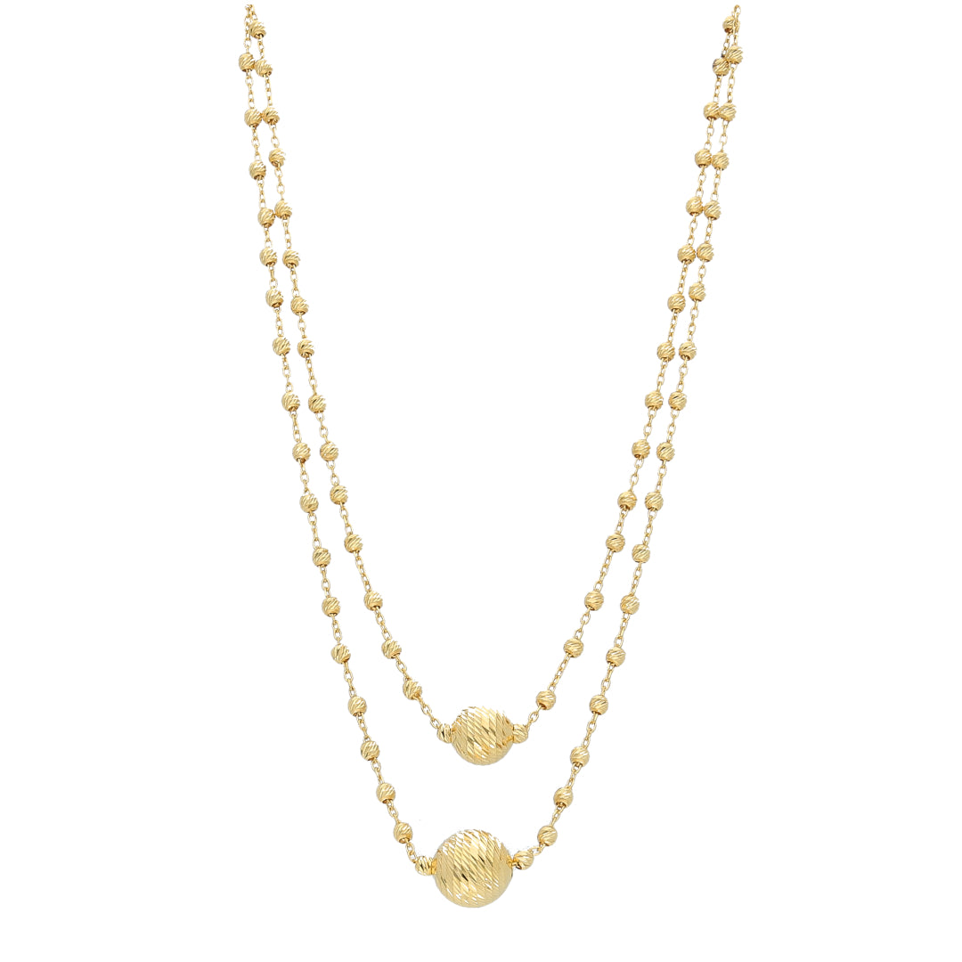 Gold Dual Bead Necklace 21KT - FKJNKL21KM11828