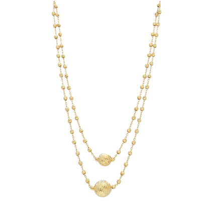 Gold Dual Bead Necklace 21KT - FKJNKL21KM11828