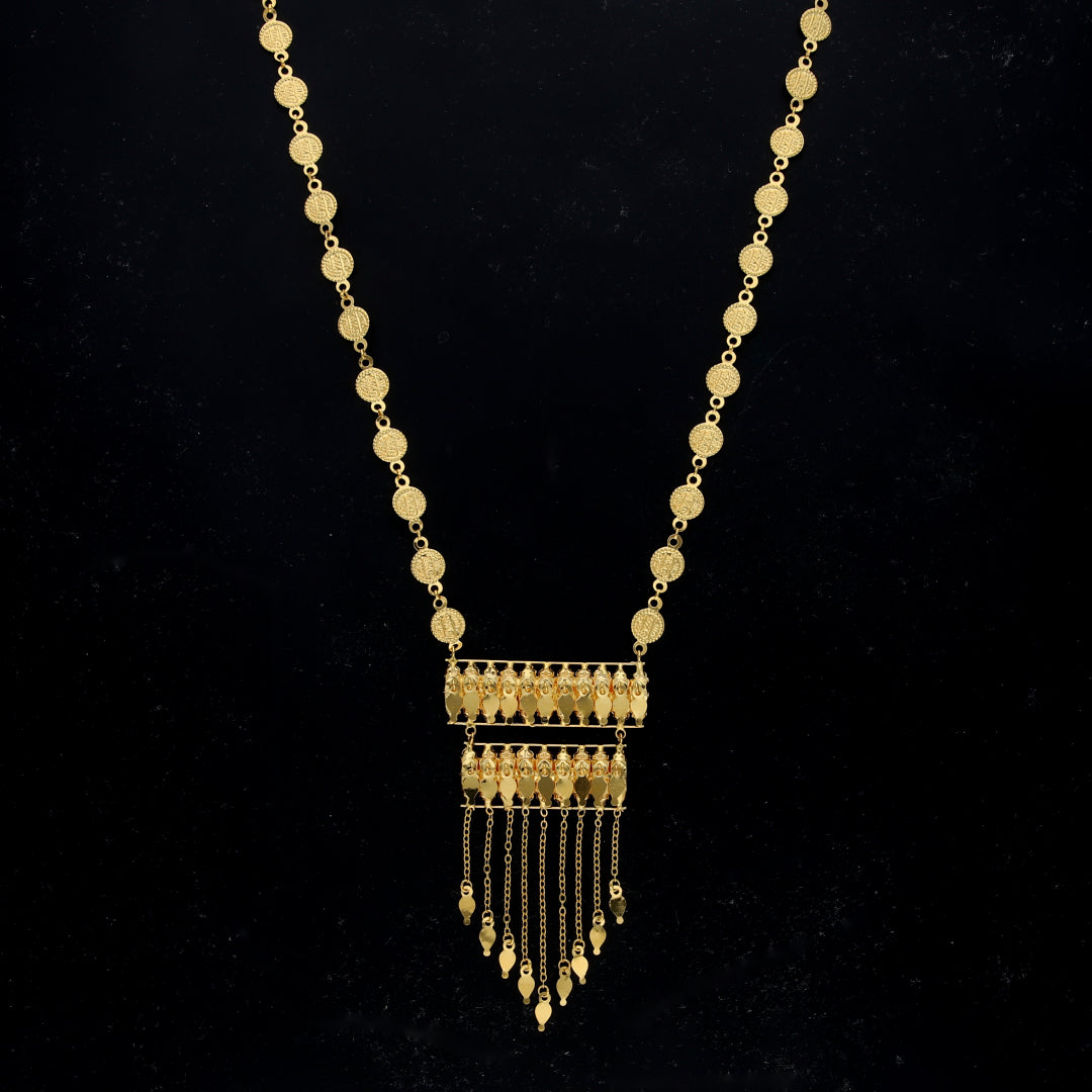 Gold Ethnic Layered Necklace 21KT - FKJNKL21KM11829