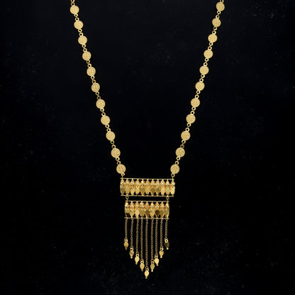 Gold Ethnic Layered Necklace 21KT - FKJNKL21KM11829