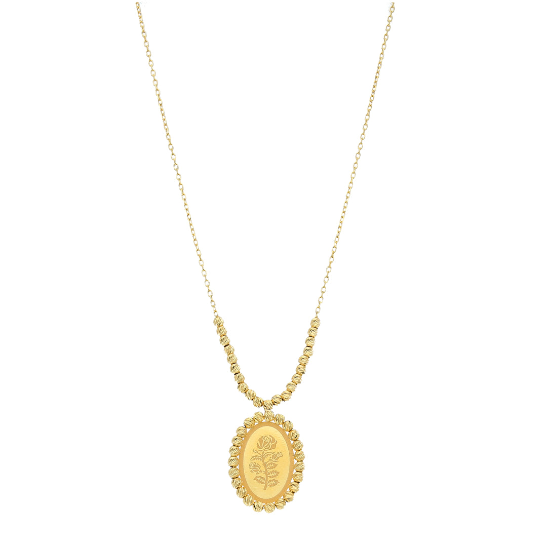Gold Rose Motif Necklace 21KT - FKJNKL21KM11831