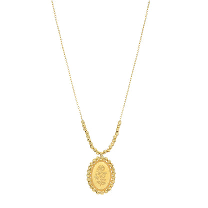 Gold Rose Motif Necklace 21KT - FKJNKL21KM11831