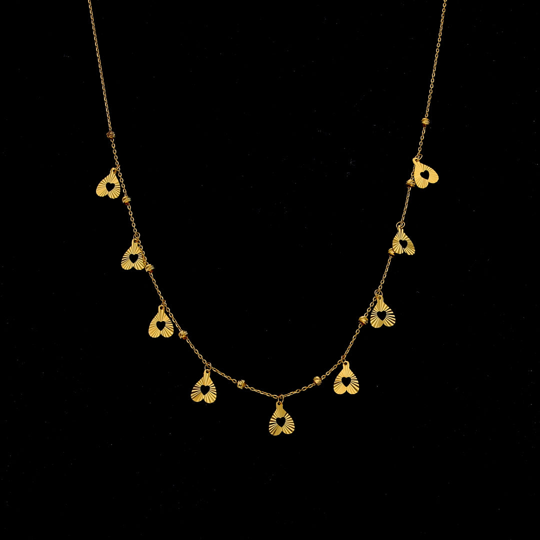 Gold Heart Drop Necklace 21KT - FKJNKL21KM11832